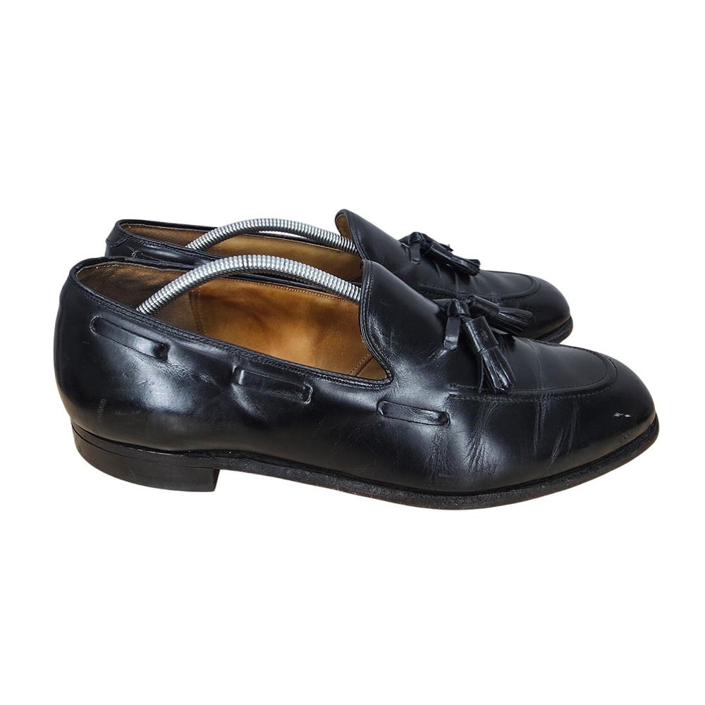 Vintage Johnston & Murphy Loafers Mens 12  Black Leather Tasseled USA 80s 90s